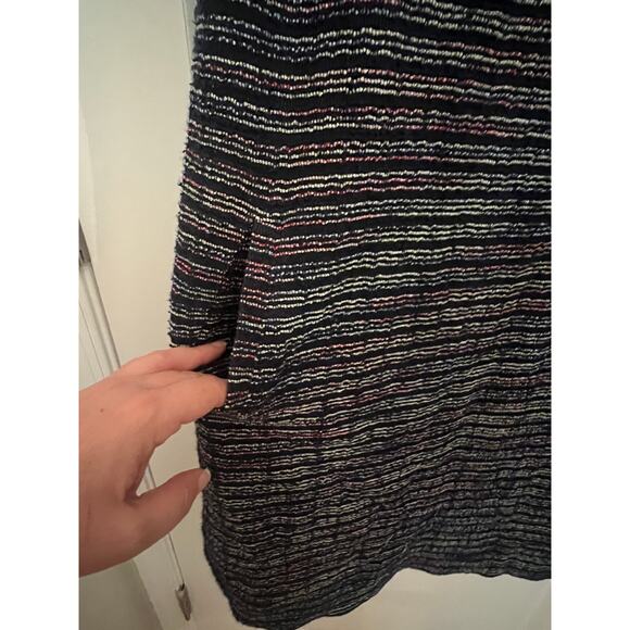 Loft Women's Tweed Button Trim Mini Sheath Dress 10 Navy Blue Classic Elegance - Picture 4 of 8